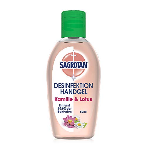 Sagrotan Hand-Desinfektionsgel Kamille & Lotus Desinfektionsmittel für die Hände in handlicher Reisegröße – 1 x 50 ml antibakterielles Gel
