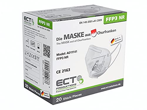 ECT FFP3 Maske, FFP3 Masken CE zertifiziert aus Deutschland - 20X FFP 3 Maske (NR) MADE IN GERMANY - Premium Atemschutzmaske FFP3 ohne Ventil für maximale Sicherheit