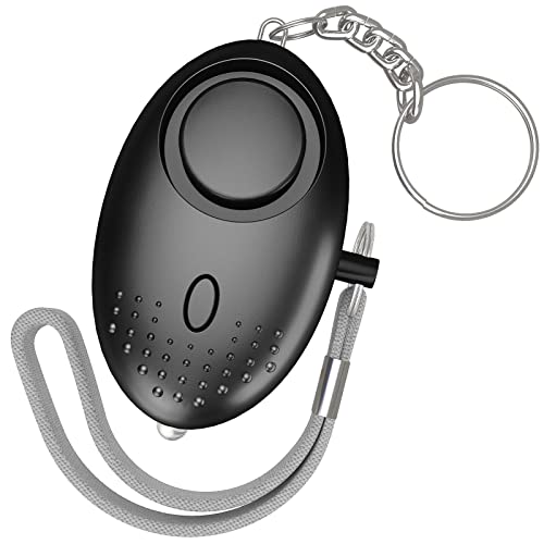 Schrillalarm für Frauen, Selbstverteidigung Taschenalarm - 150dB Sehr Lauter Persönlicher Panikalarm - Sicherheit Schlüsselanhänger, Sirene - Alarm für Frauen mit Taschenlampe (Schwarz)