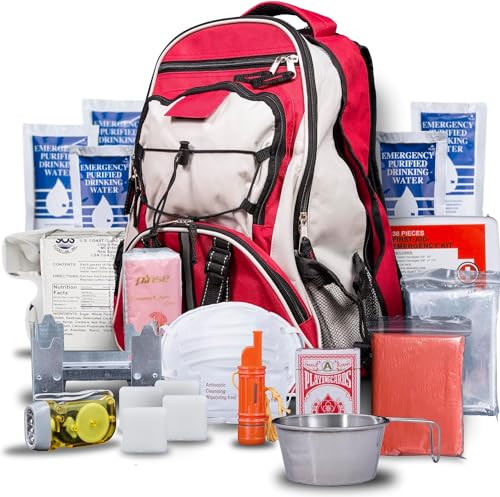 Blue Seventy-Two – Pro Series – Red Deluxe 72 Stunden Notfallrucksack Survival Kit für 1 Person | Survival Kit für Waldbrände, Erdbeben, Tornado, Hurrikan und andere Notfälle