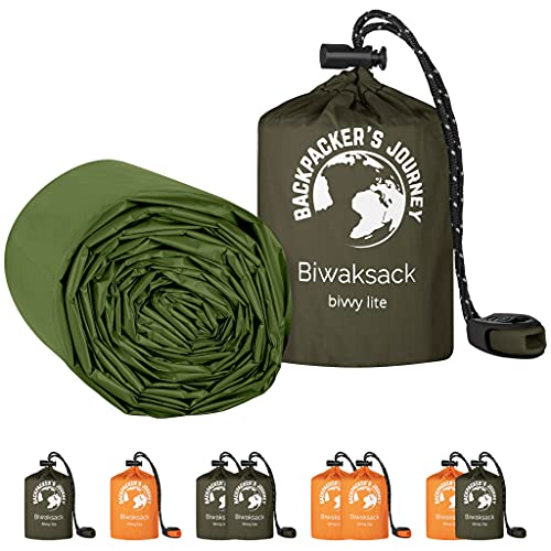 NEU: Backpacker's Journey Biwaksack, ultraleichter und wasserdichter Notfallschlafsack. Ideal für Camping, Wandern und Abenteuer (grün 2er Set)