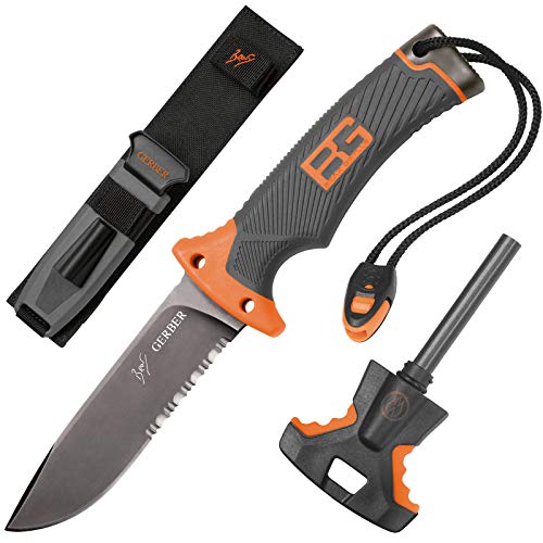 Gerber Bear Grylls Outdoor/Survival-Messer mit Teilwellenschliff, Fixed Blade Ultimate, Klingenlänge: 12 cm, Rostfreier Stahl, 31-000751